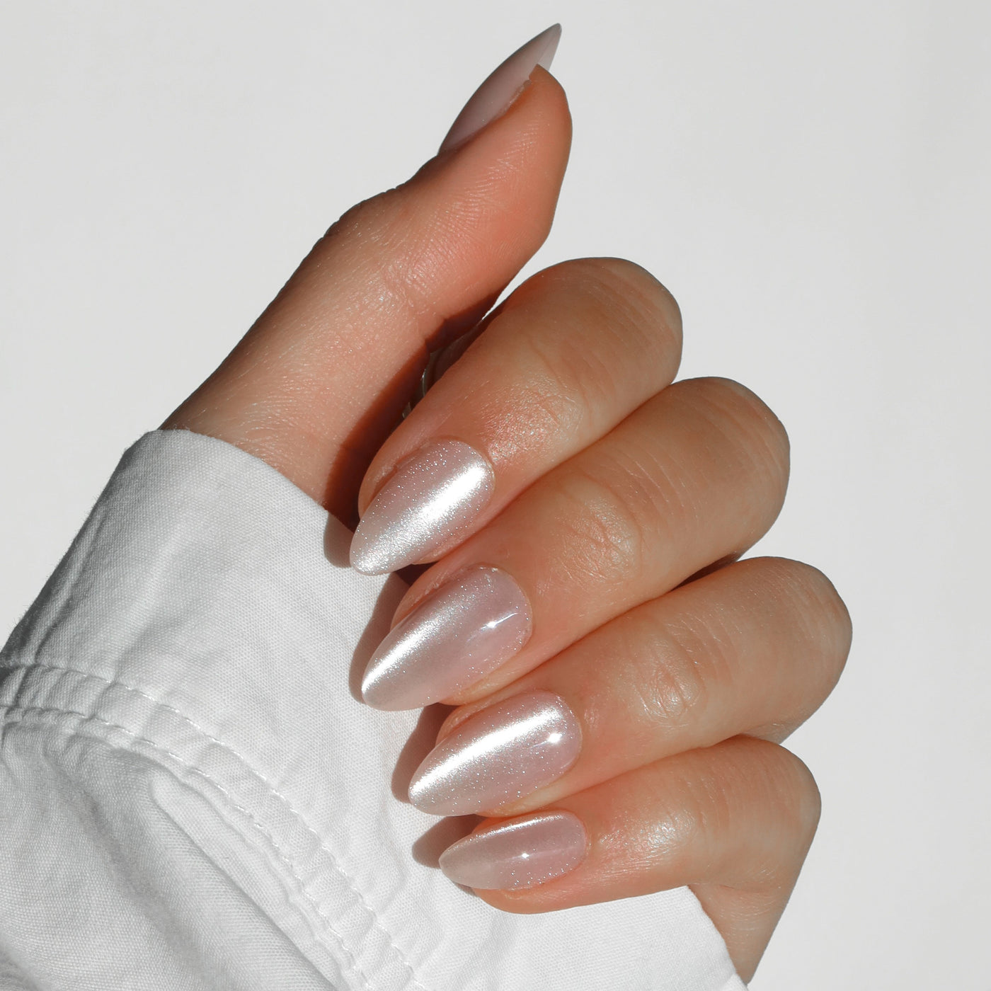 prom nails for a black dress Diamond Drip Pearl Shimmer Press-On | Long Oval prom nails for a black